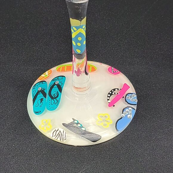 Lolita Hand Painted Wine Glass Flip Flop - Picture 3 of 5